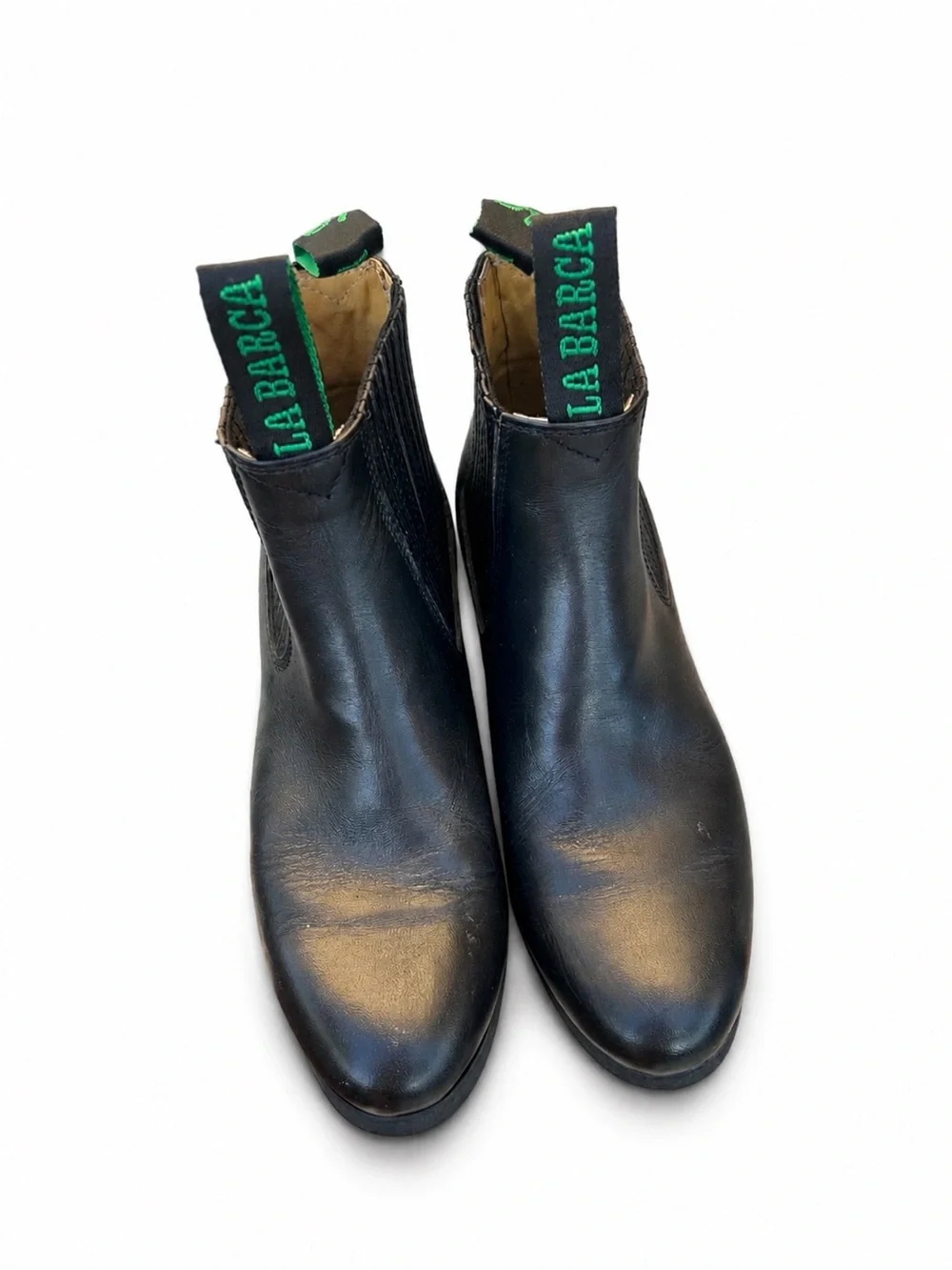 La Barça Black Leather Chelsea Boots women Size 5 NWOT
